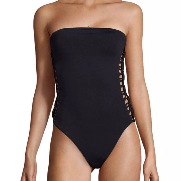 Red Carter Women’s S Black Side Lattice Strapless/Halter Cheeky Swim Suit - NWT! - Picture 1 of 16